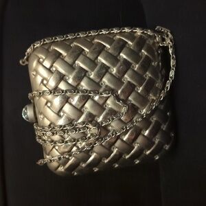 Vintage Valerie Stevens Metal Evening Bag/Clutch - Silver Woven Pattern
